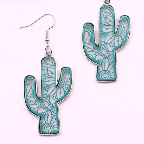 Jewelry - Teal Cactus Earrings
